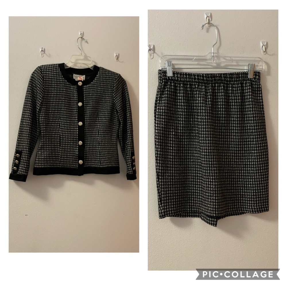 Vintage Paquette Too Petite houndstooth skirt suit